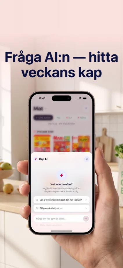 Kap: asking the AI assistant for this week's deals in Swedish